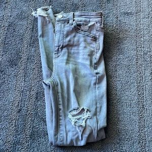 High rise gray ripped ae jeans